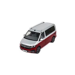 VW VOLKSWAGEN T6.1 CALIFORNIA OCEAN FORTANA RED / REFLEX SILVER 2021 \"Otto Pro\" OttO mobile 1:18 Resinemodell (Türen, Motorhaube... nicht zu öffnen!)